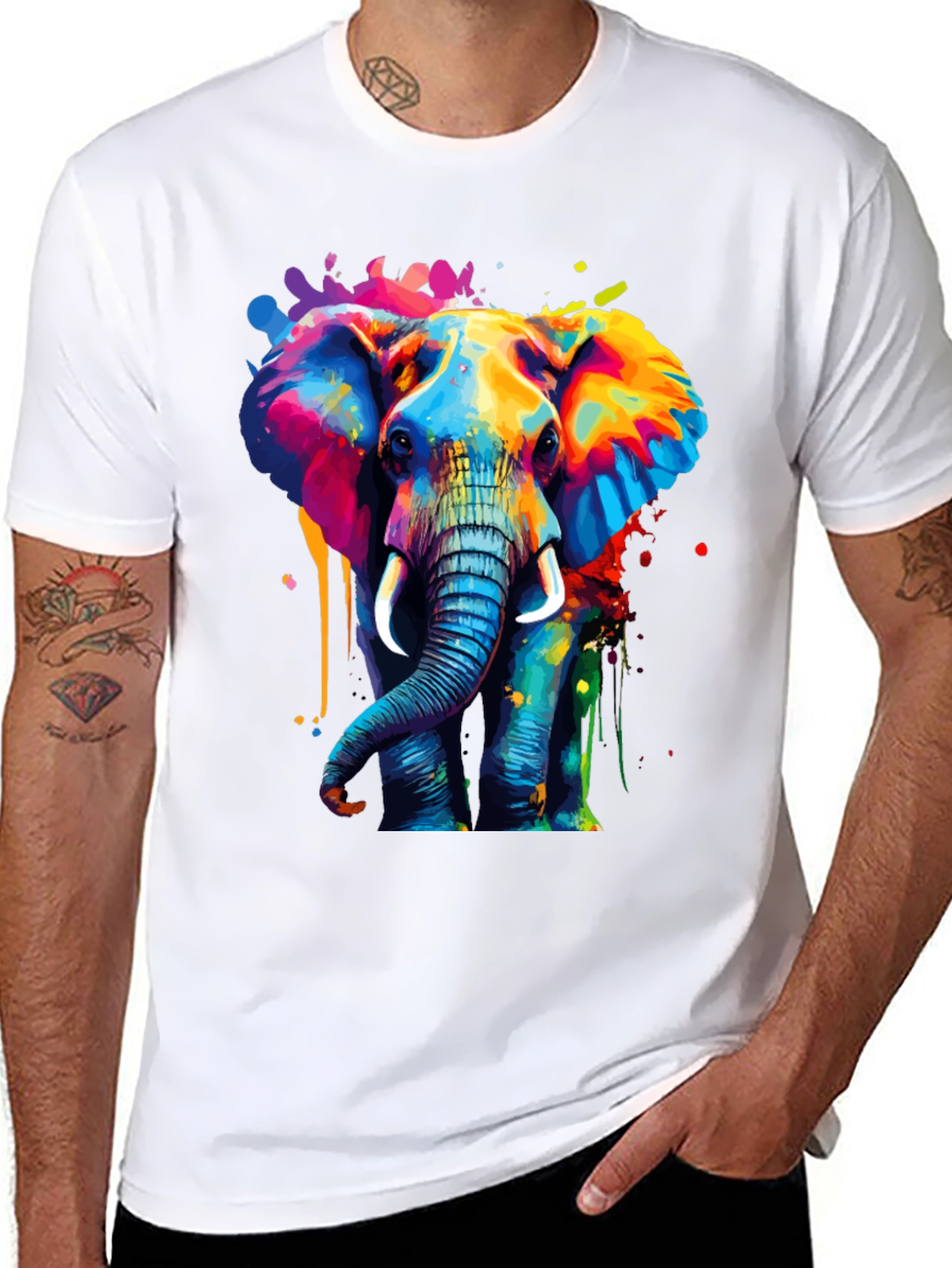 Vibrant Elephant Graphic T-Shirt
