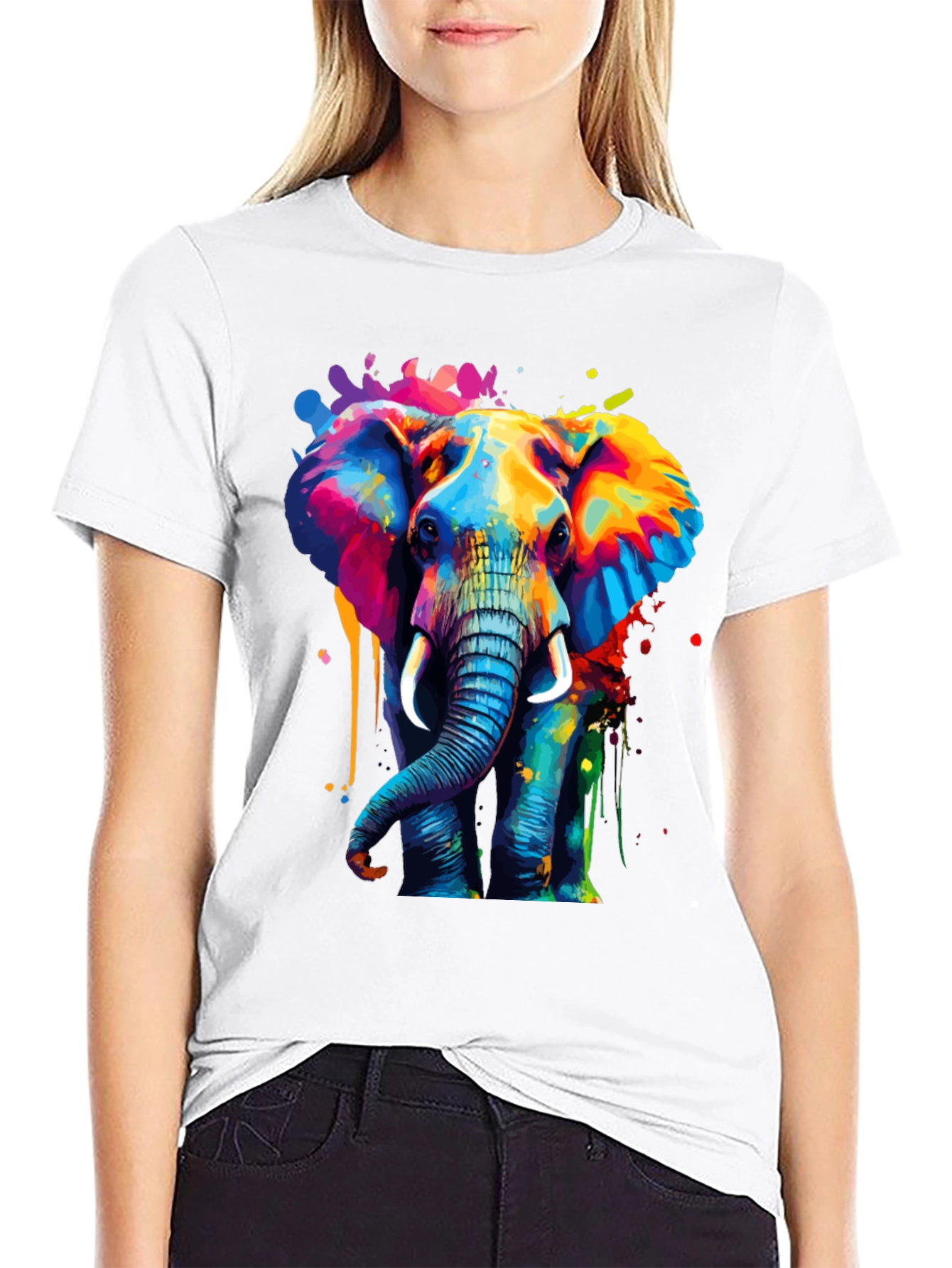 Vibrant Elephant Graphic T-Shirt