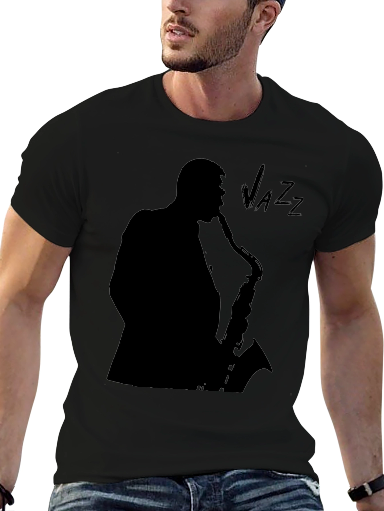 Jazz Saxophone Player Graphic Tee - Black