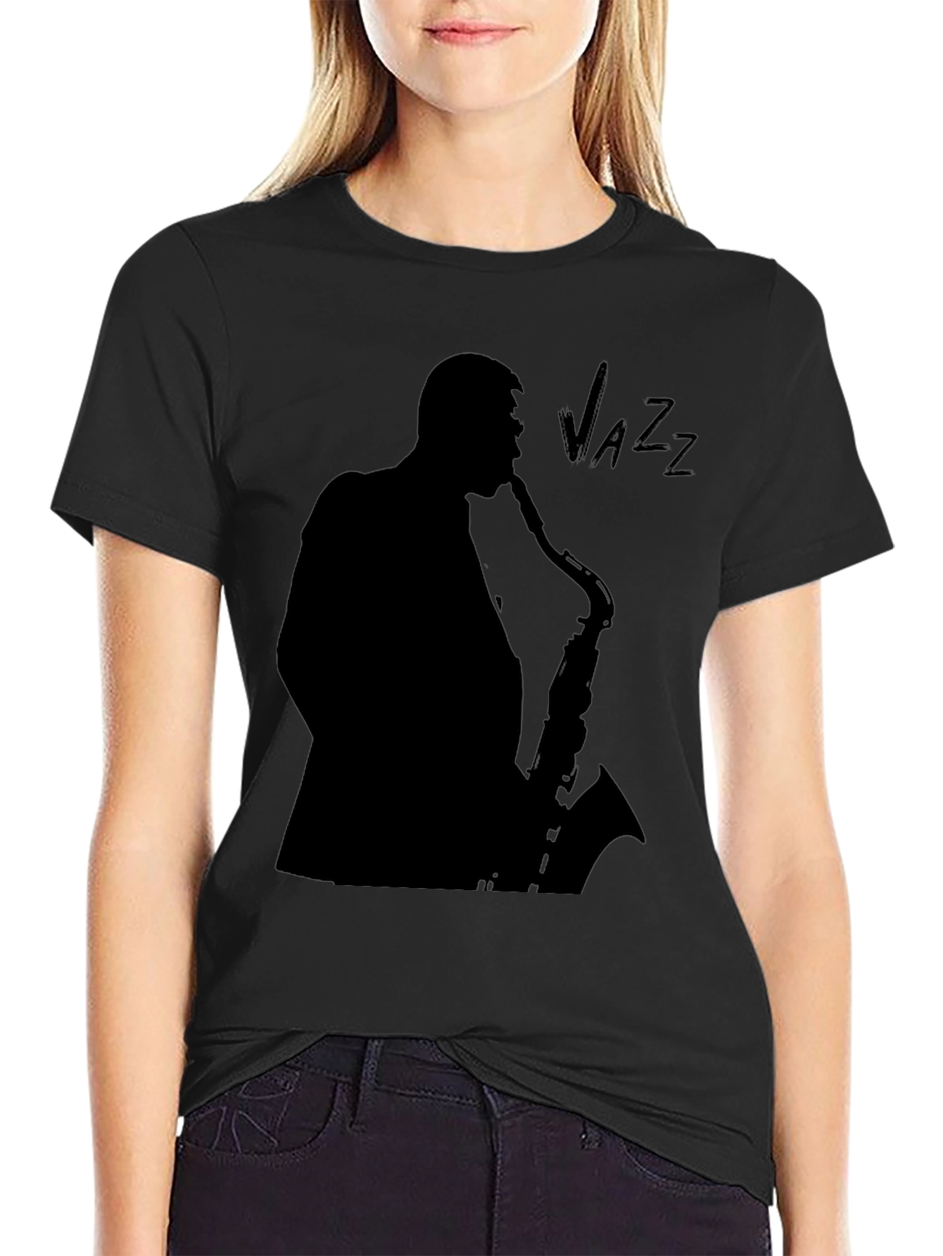 Jazz Saxophone Player Graphic Tee - Black