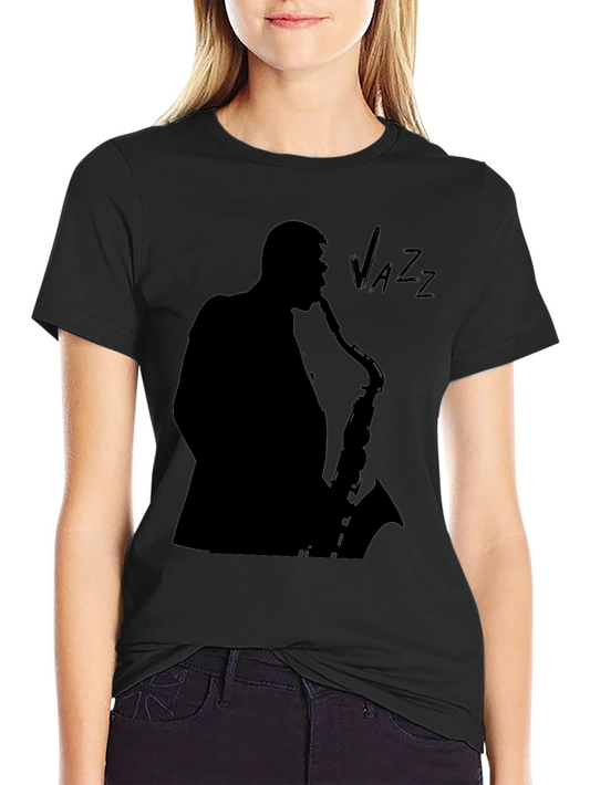 Jazz Saxophone Player Graphic Tee - Black