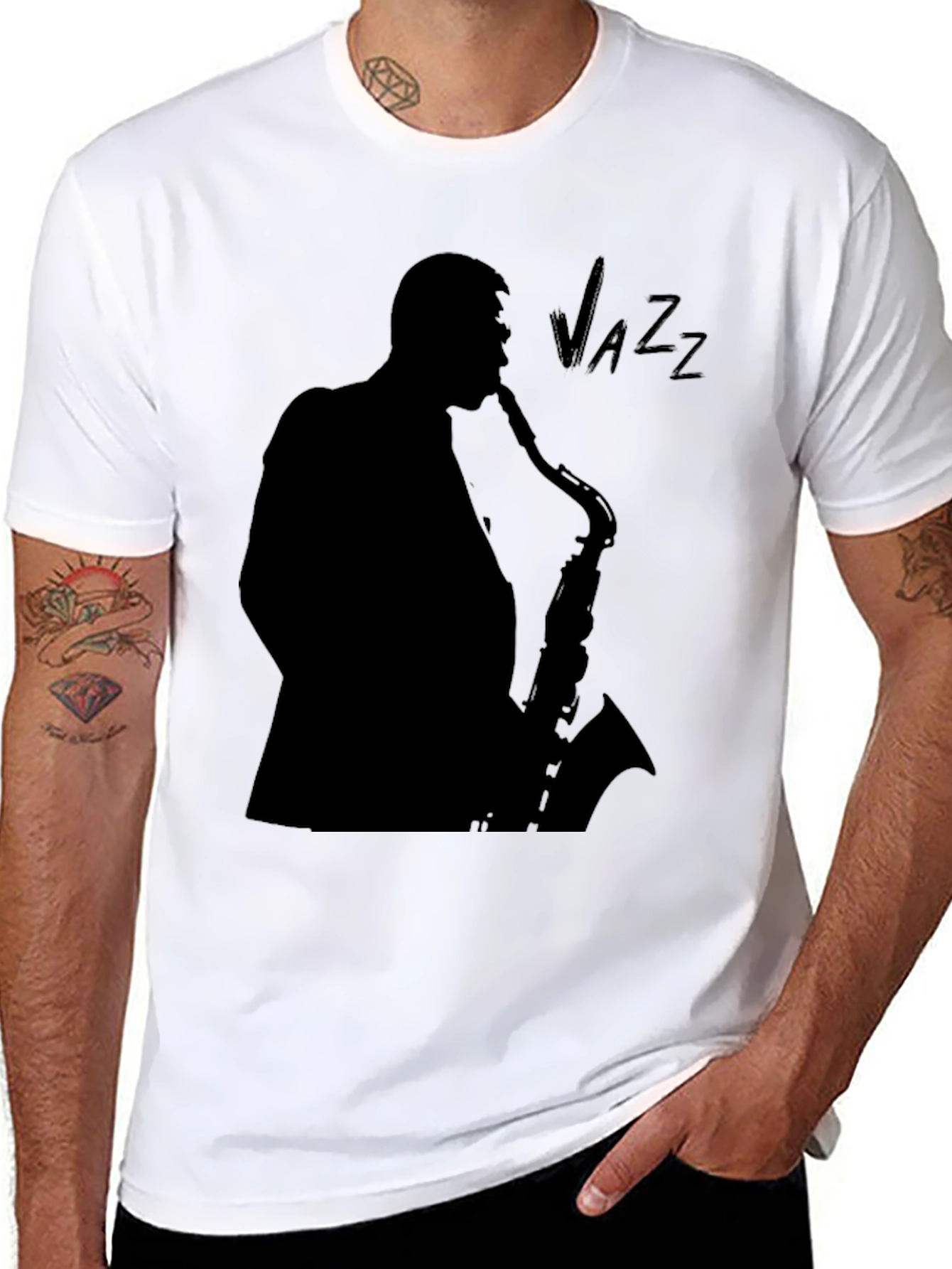 Jazz Saxophone Player Graphic Tee - Black