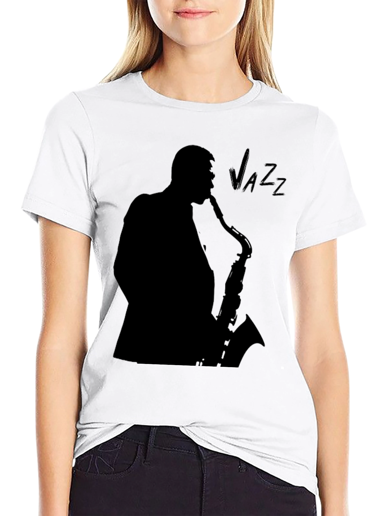 Jazz Saxophone Player Graphic Tee - Black