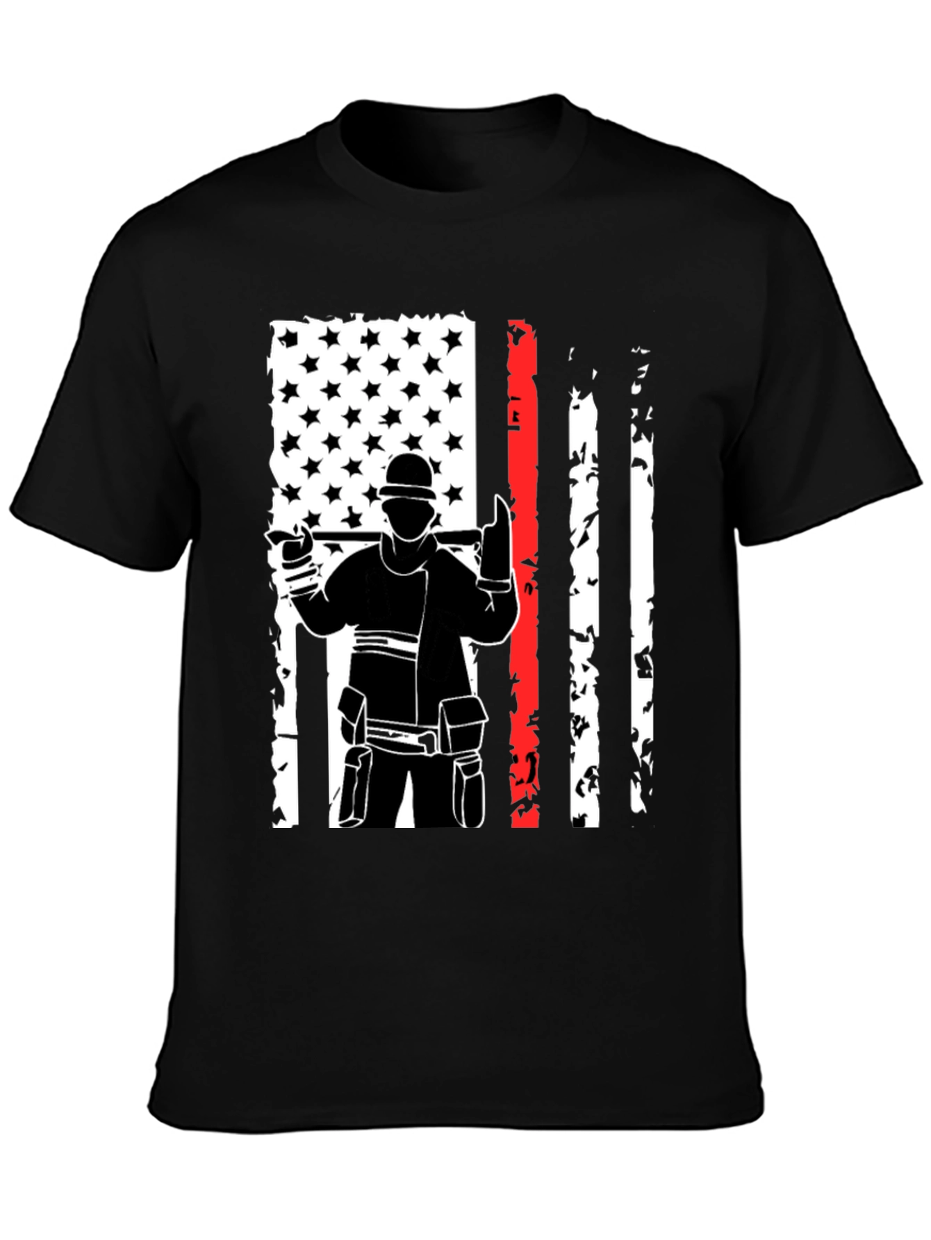 Firefighter USA Flag Graphic Tee - Black