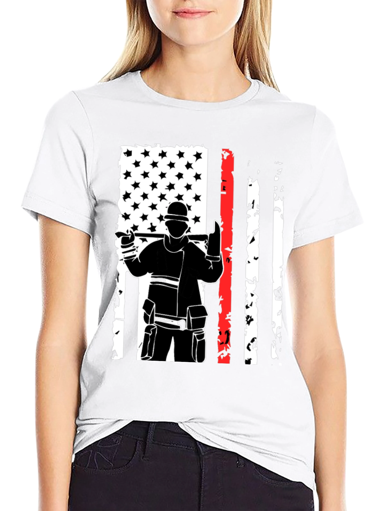 Firefighter USA Flag Graphic Tee - Black