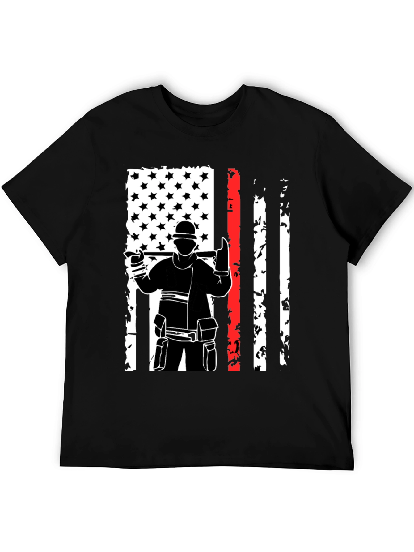 Firefighter USA Flag Graphic Tee - Black