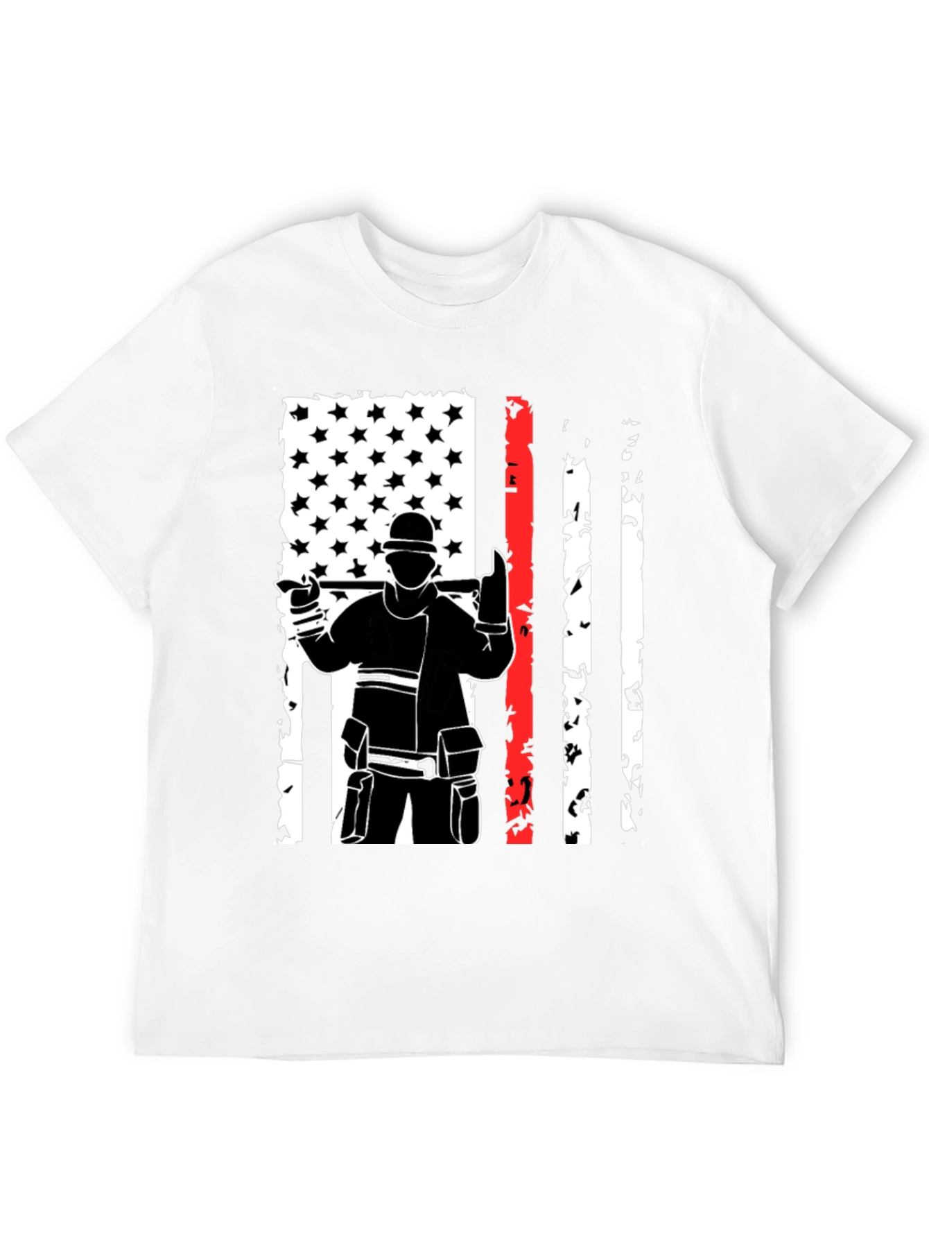 Firefighter USA Flag Graphic Tee - Black