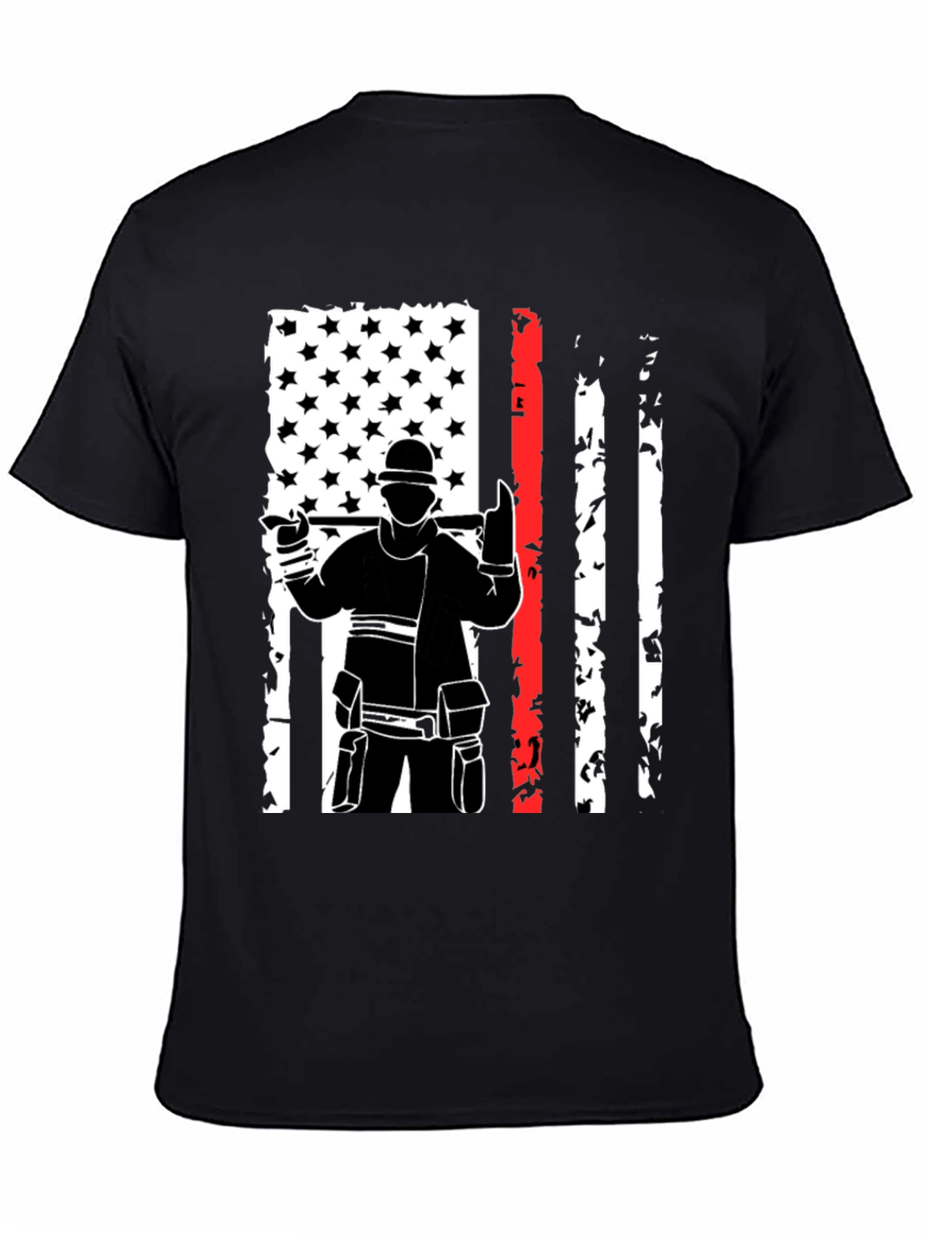 Firefighter USA Flag Graphic Tee - Black