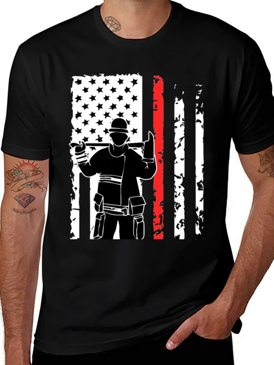 Firefighter USA Flag Graphic Tee - Black