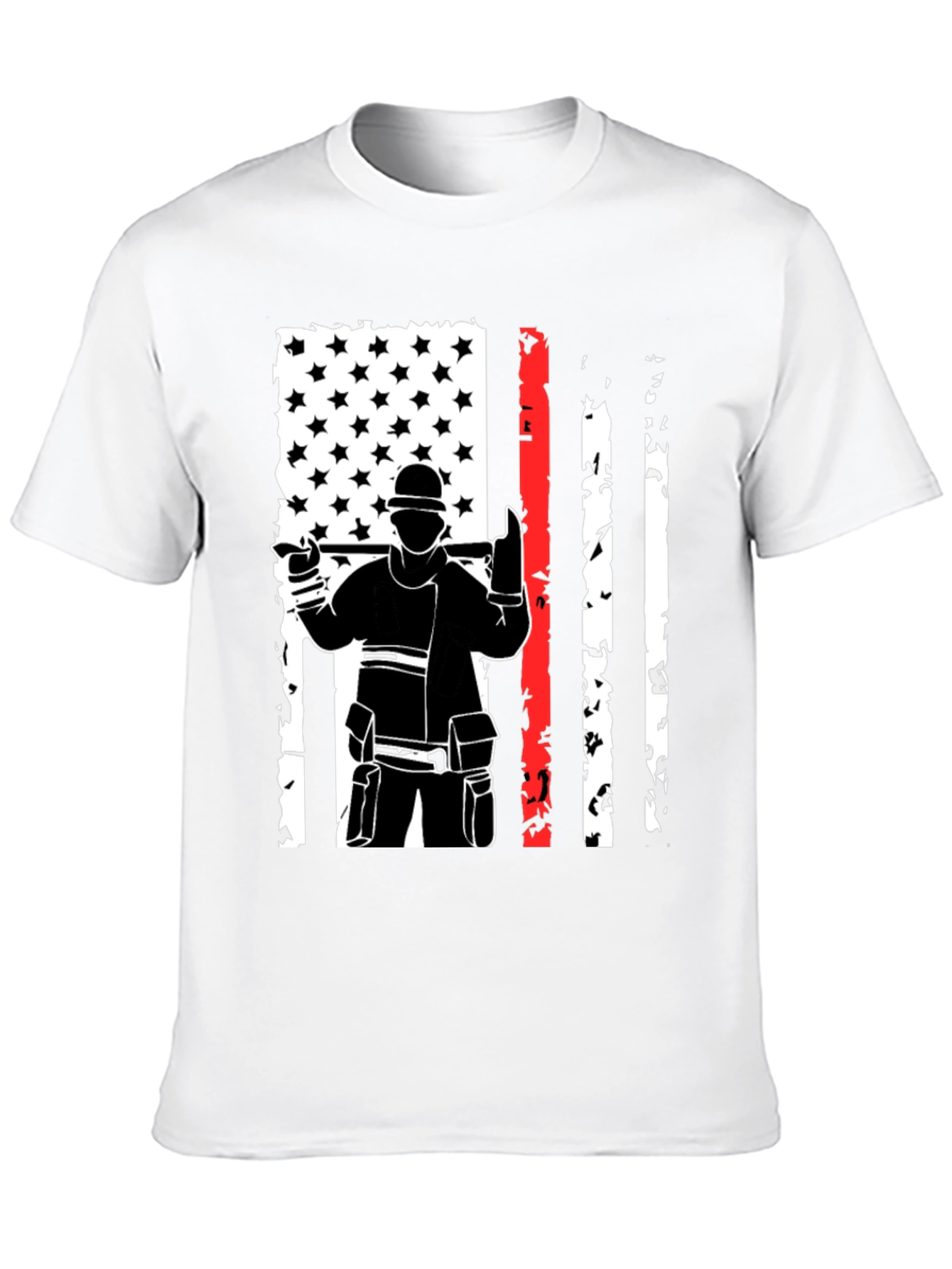Firefighter USA Flag Graphic Tee - Black