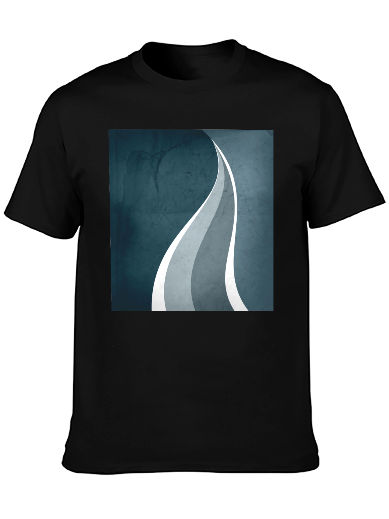 Abstract Wave Graphic Black T-Shirt