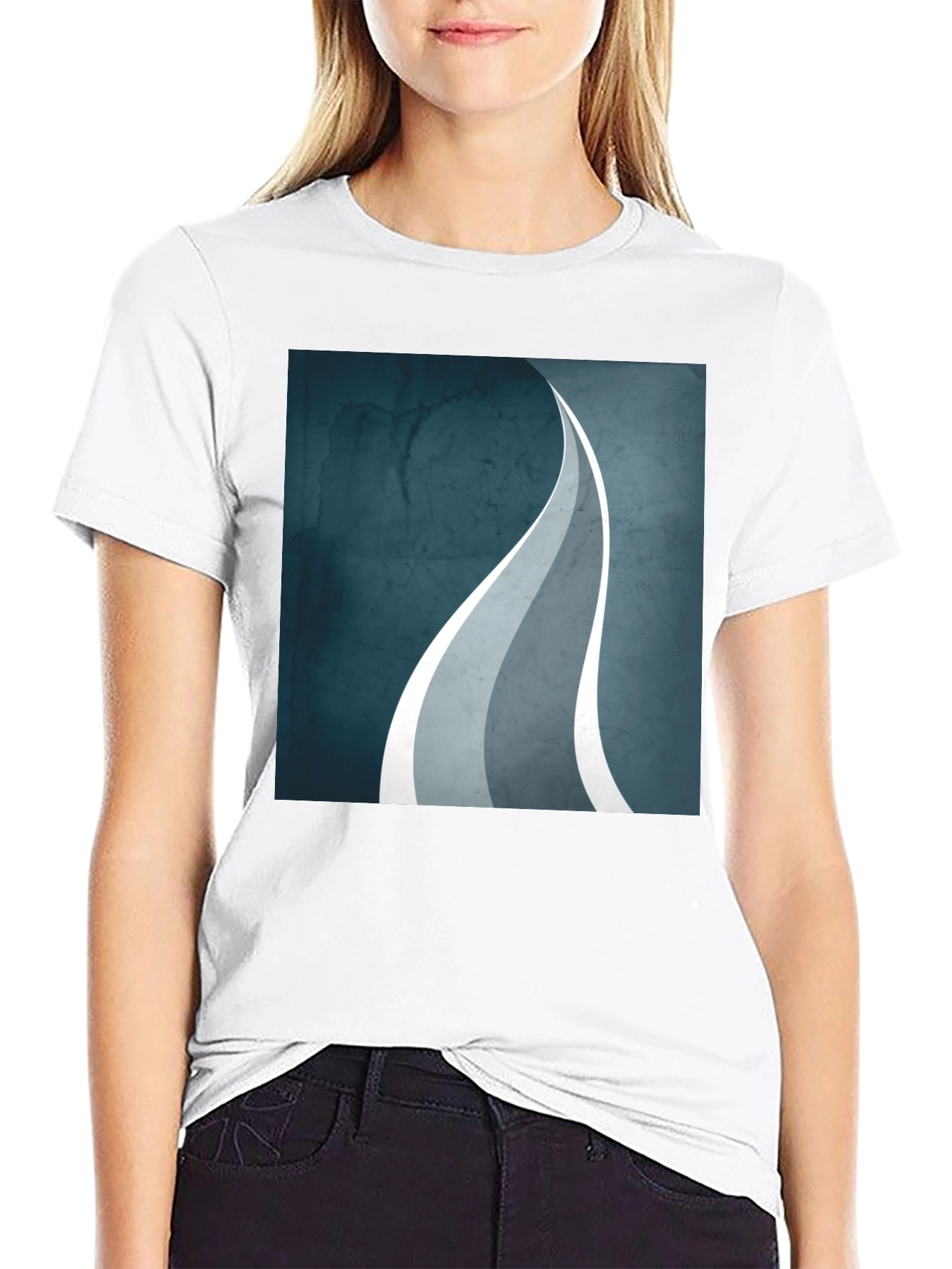 Abstract Wave Graphic Black T-Shirt