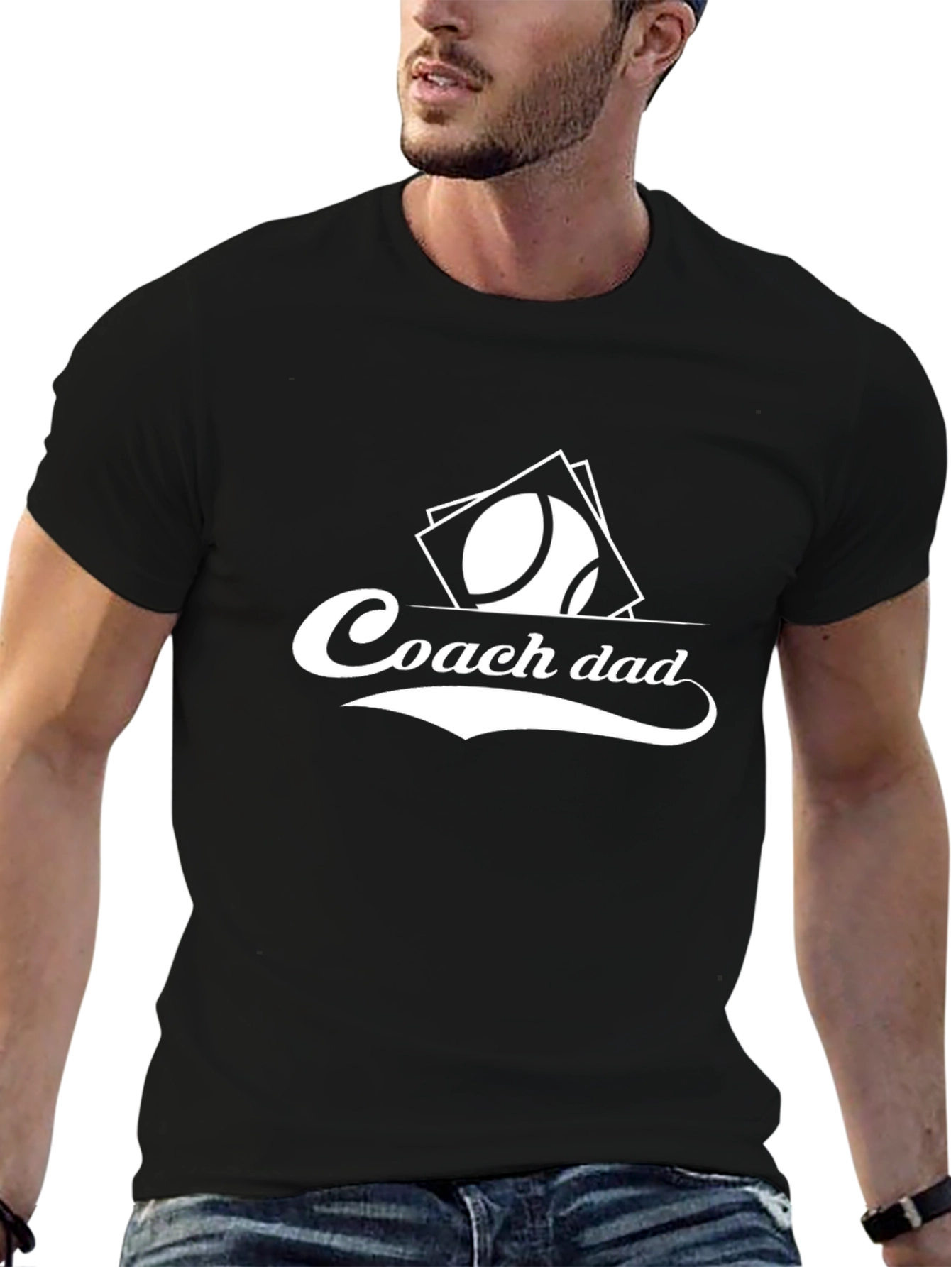 Coach Dad Graphic Tee - Black Cotton T-Shirt