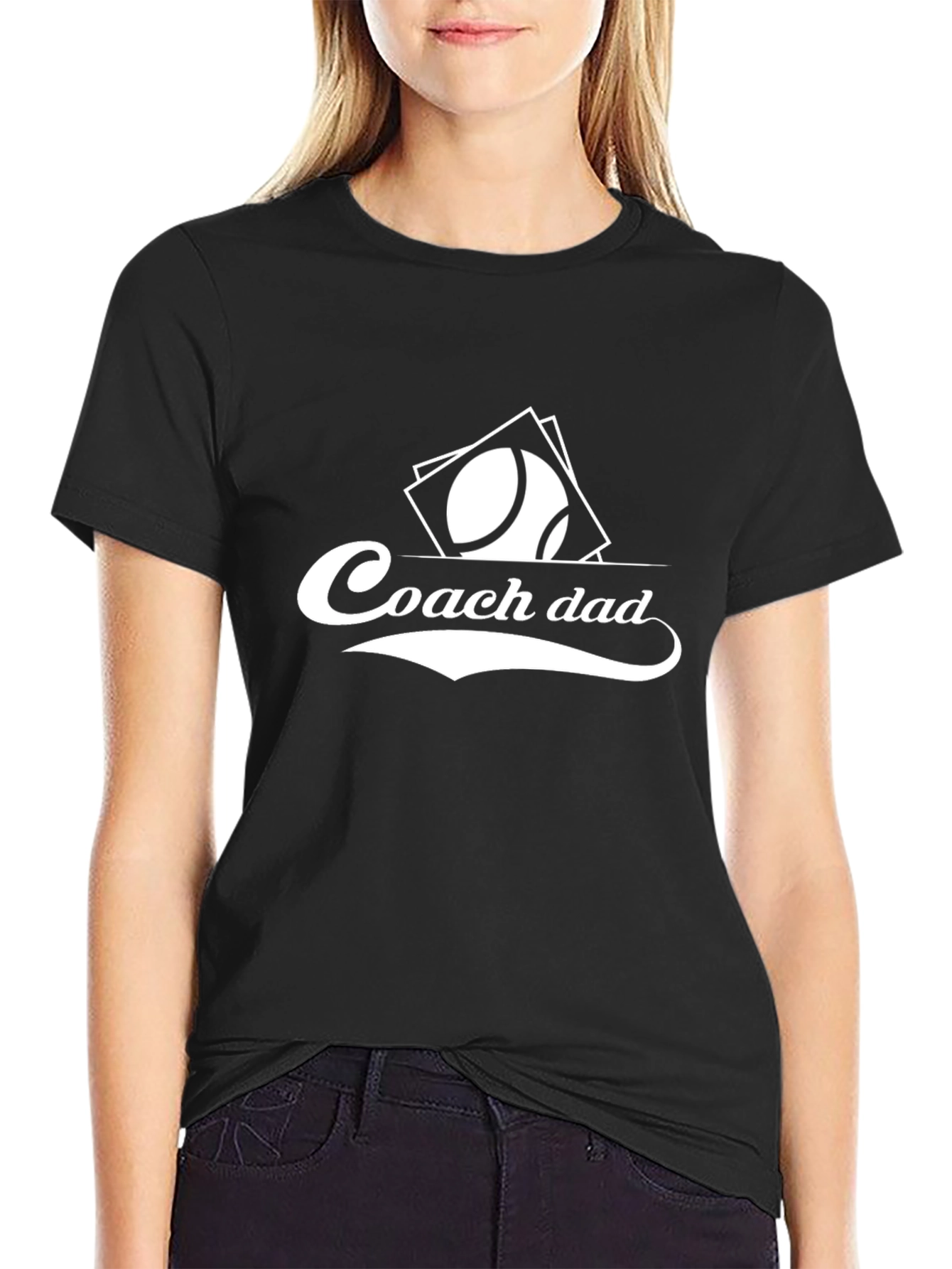 Coach Dad Graphic Tee - Black Cotton T-Shirt