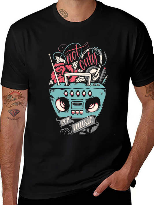 Music Lover Tee: Not Only For Music Black T-Shirt