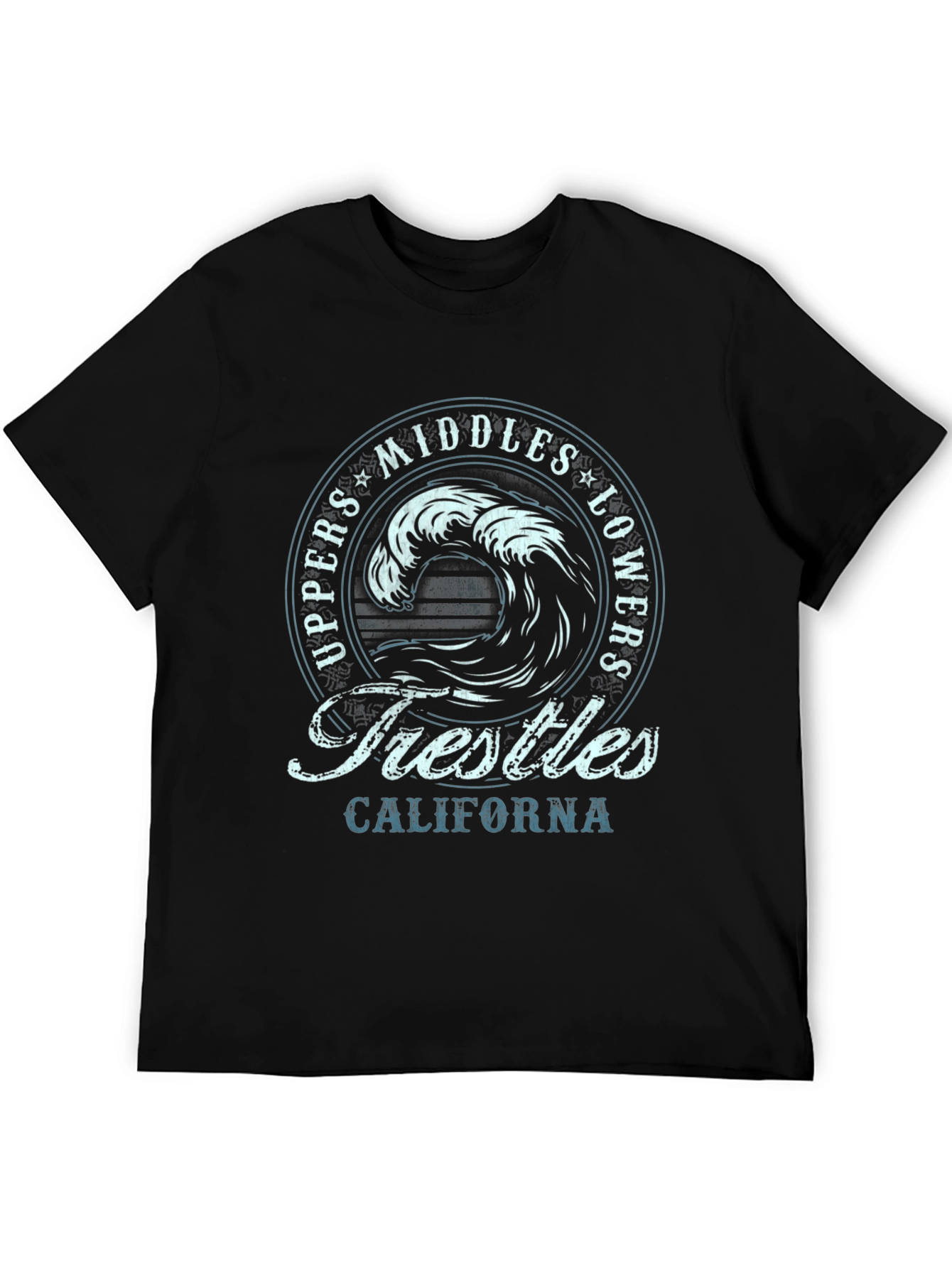 Trestles California Wave Graphic T-Shirt - Black