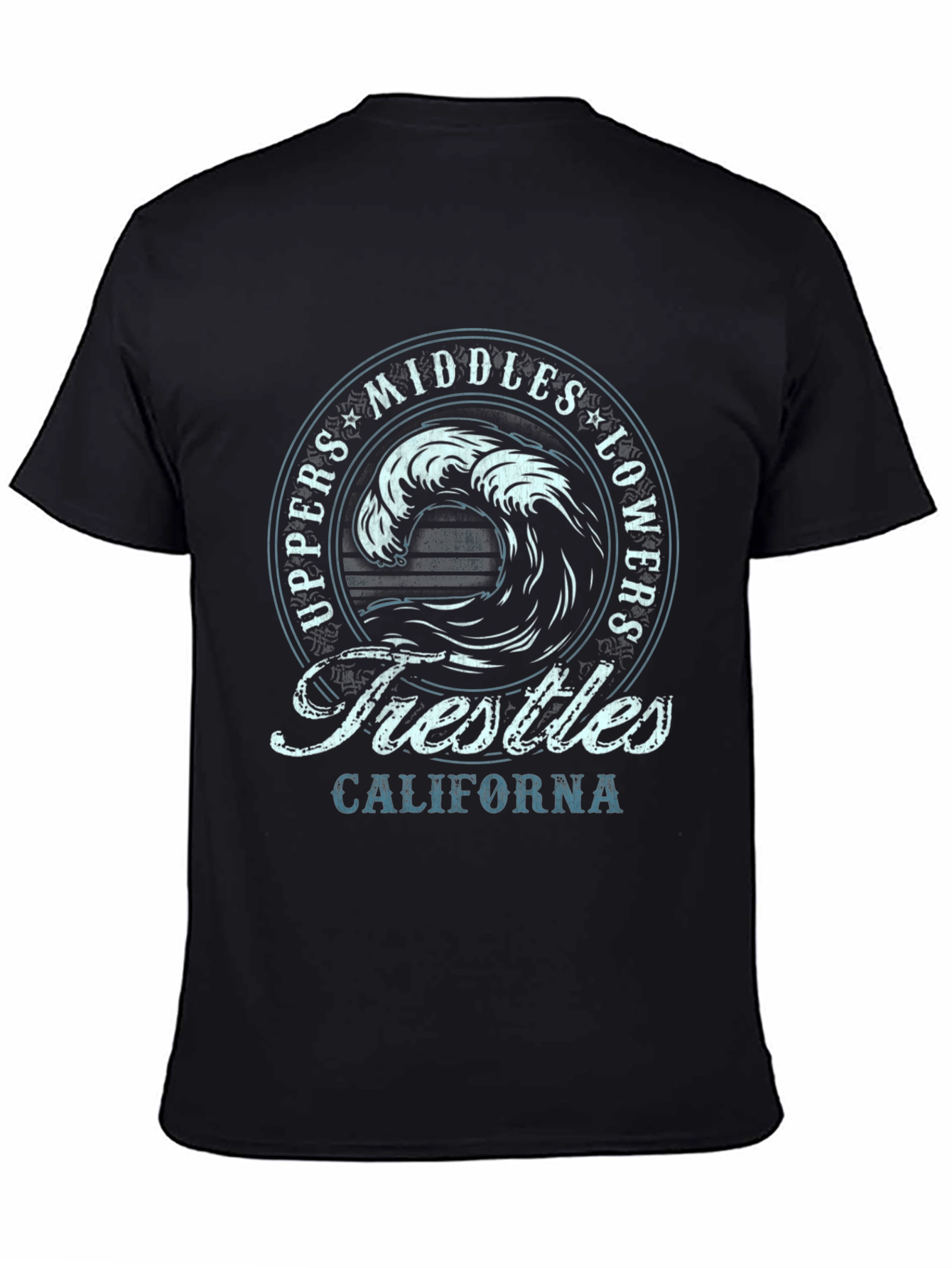 Trestles California Wave Graphic T-Shirt - Black