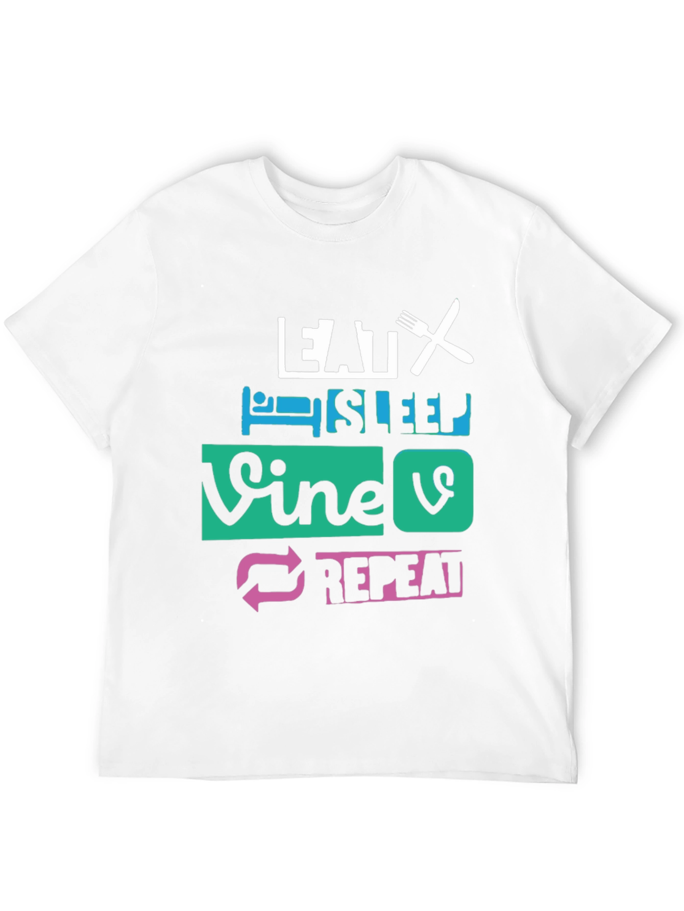Eat Sleep Vine Repeat Graphic Tee - Black