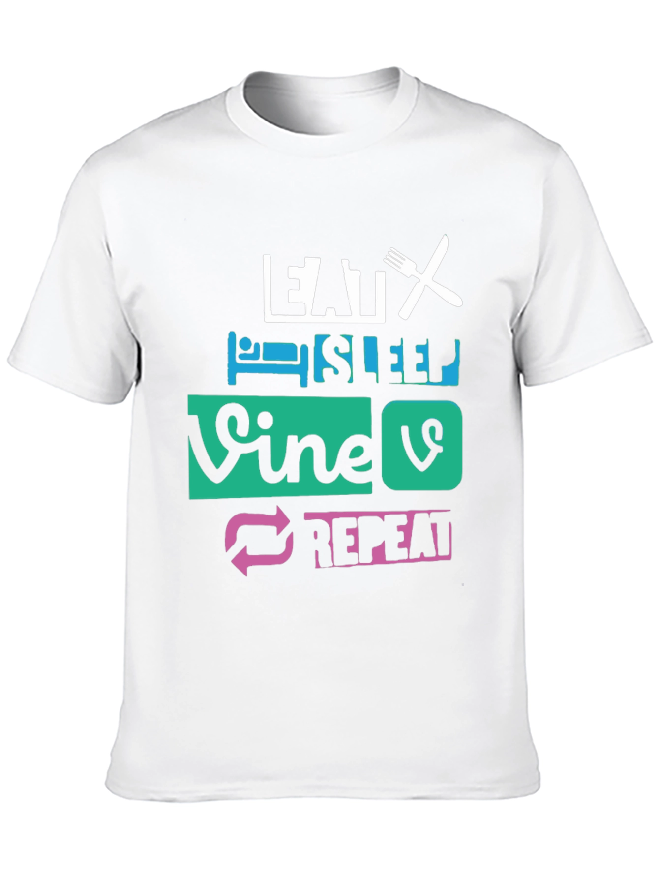 Eat Sleep Vine Repeat Graphic Tee - Black