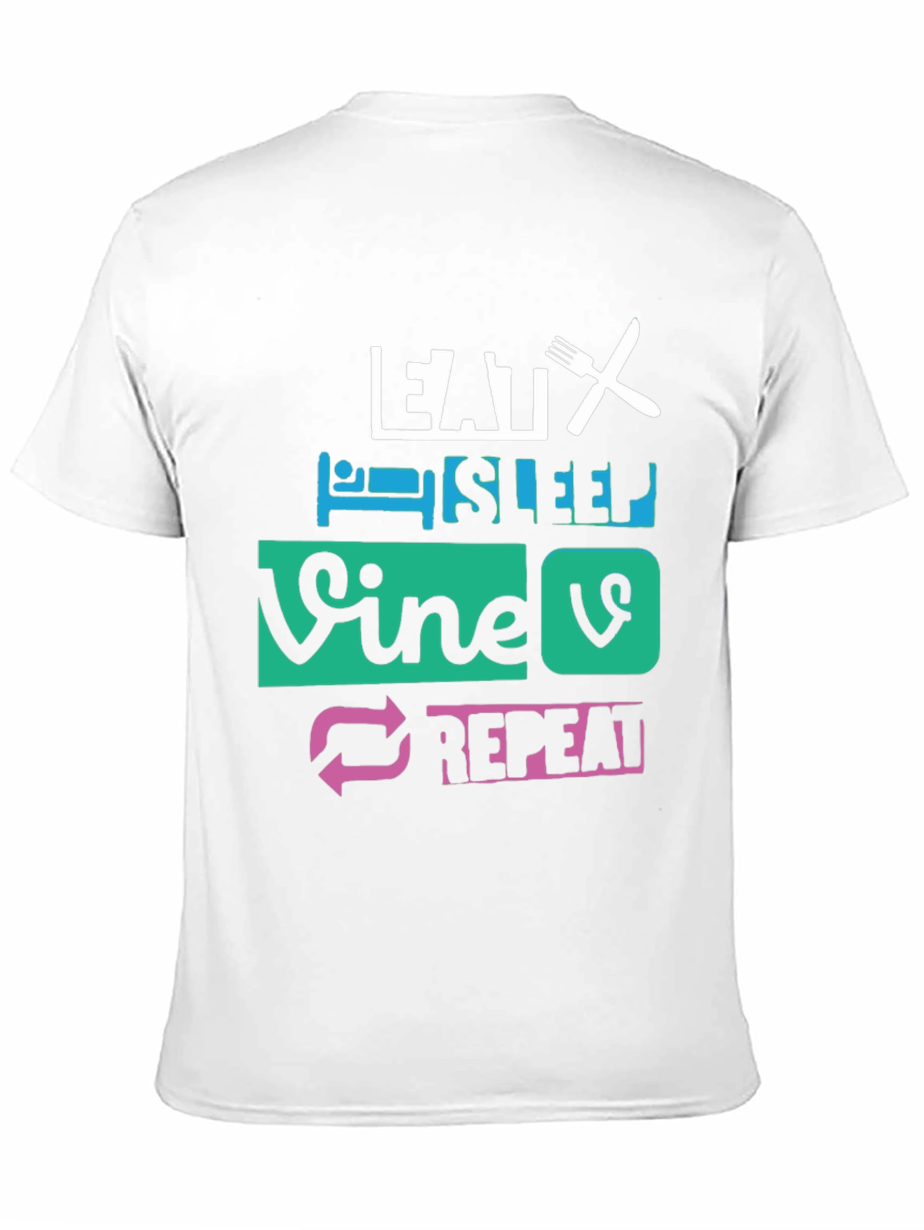 Eat Sleep Vine Repeat Graphic Tee - Black