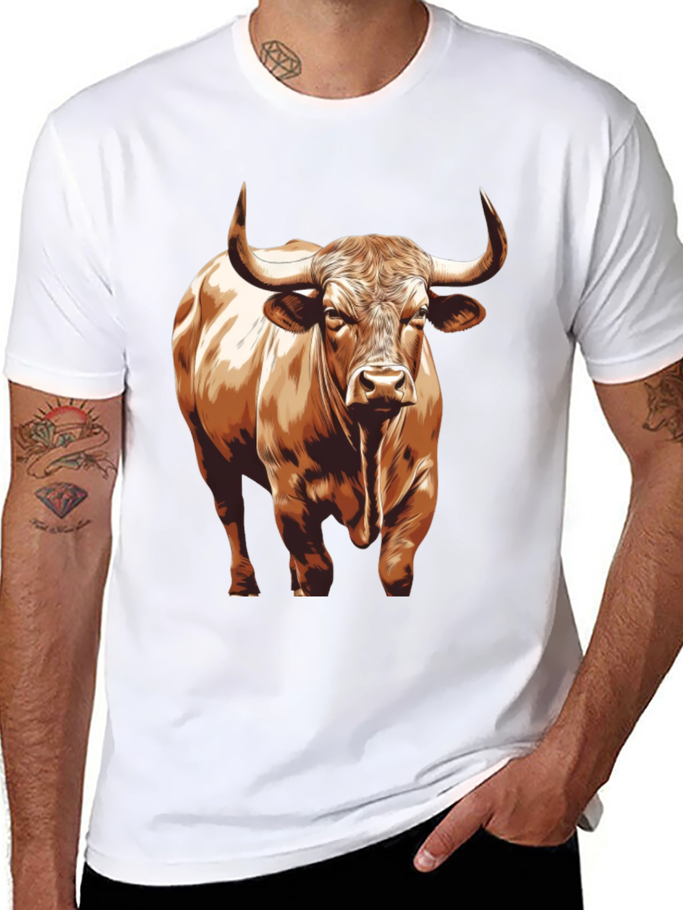 Bull Graphic T-Shirt - Black Cotton Tee