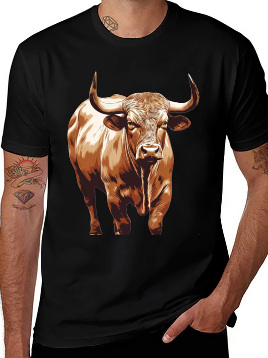 Bull Graphic T-Shirt - Black Cotton Tee