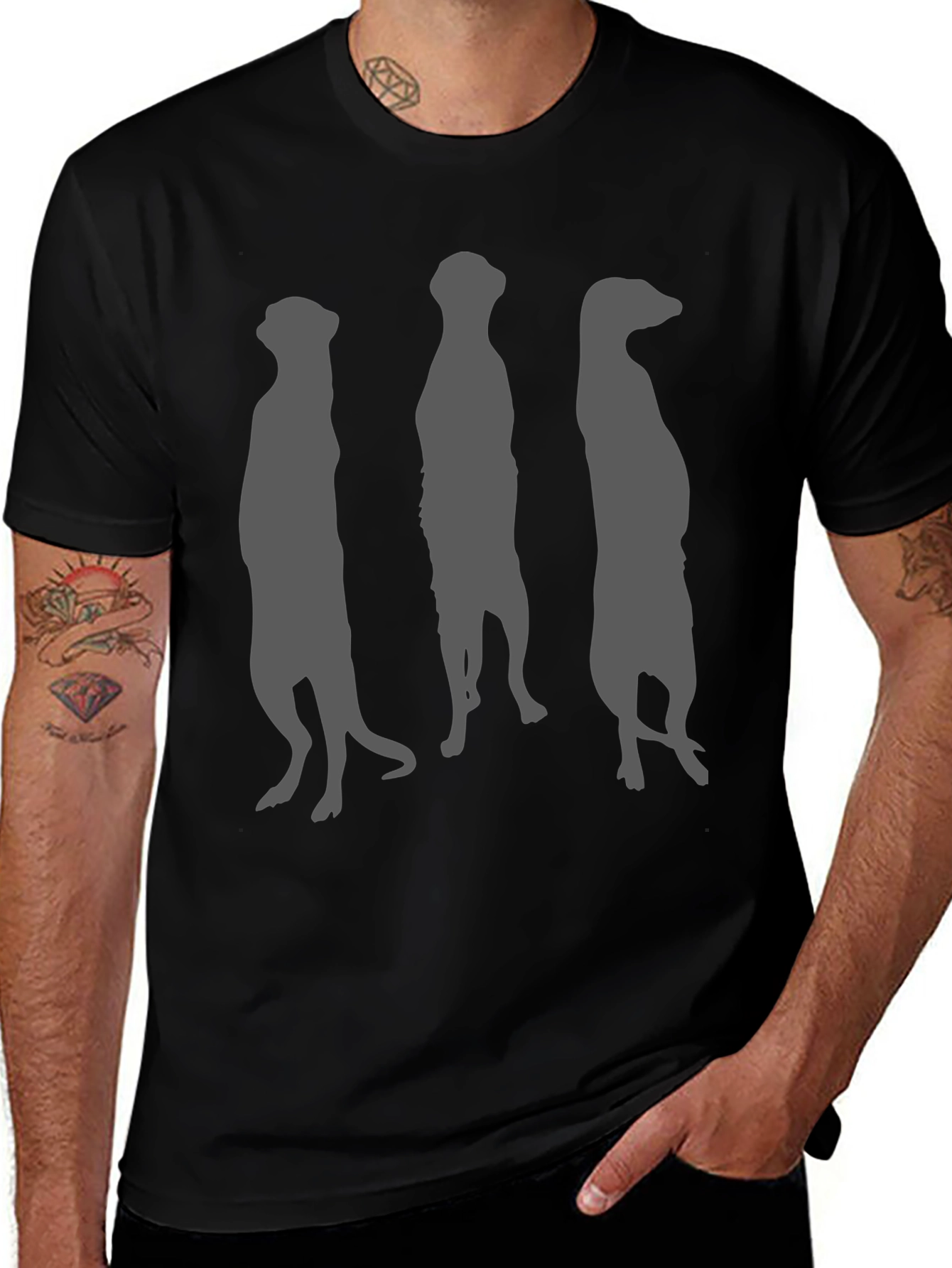 Meerkat Silhouette Graphic Tee - Black