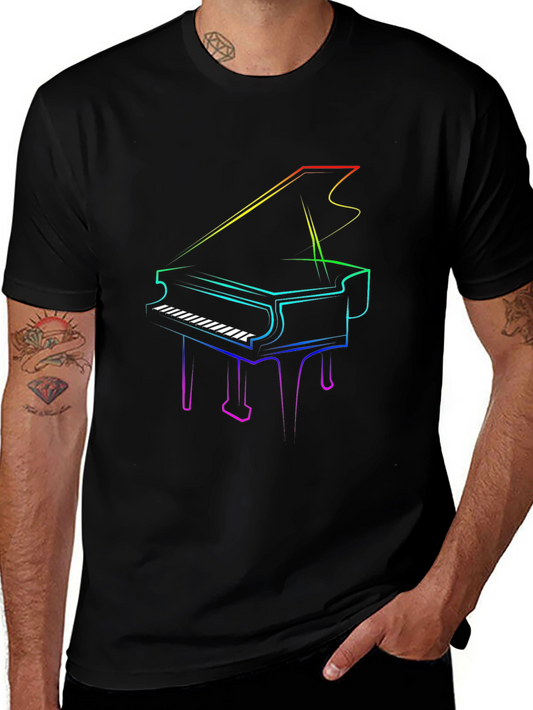 Rainbow Piano Graphic Tee - Unique Music Lover Shirt