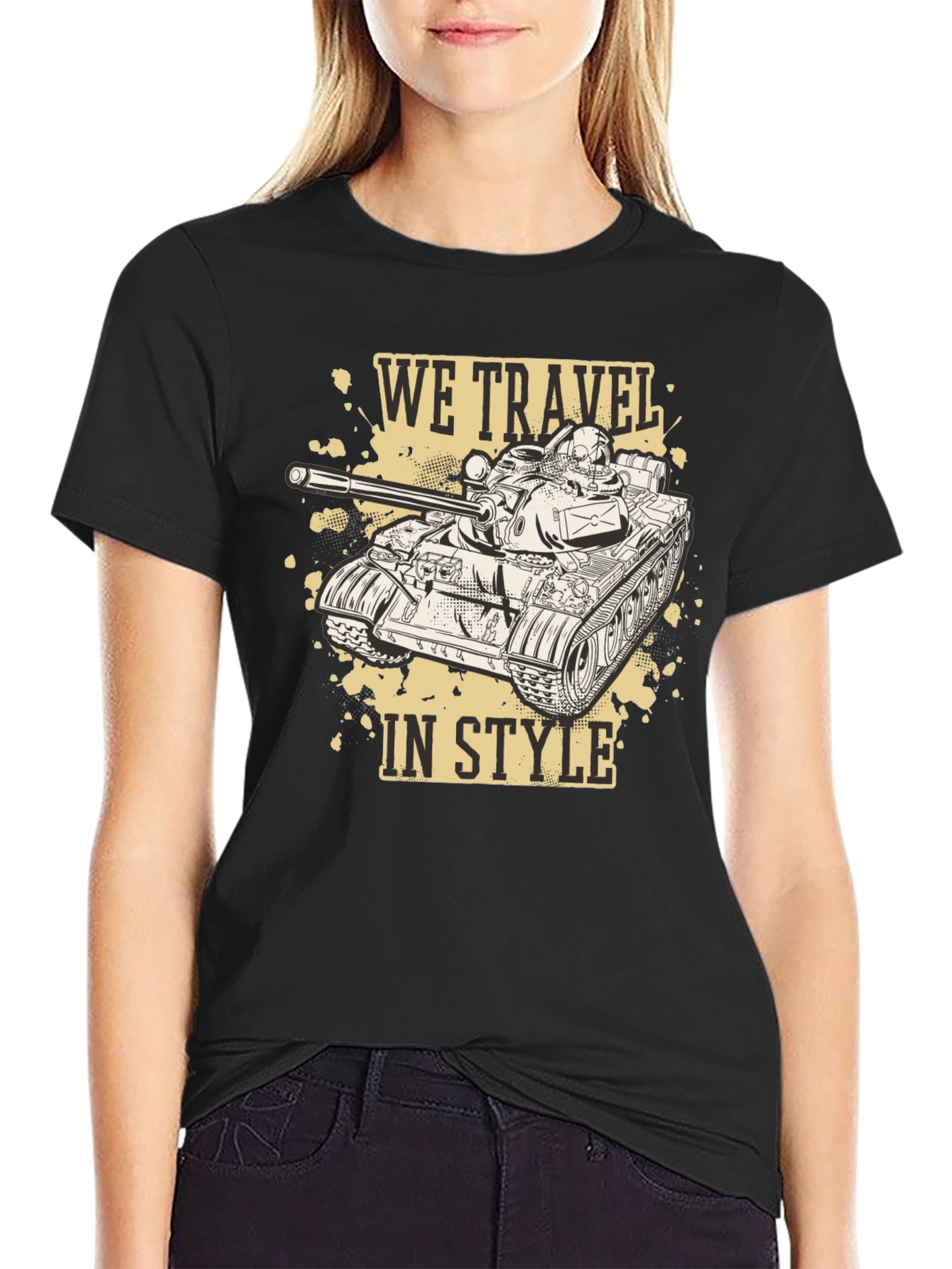 We Travel In Style Black Tank T-Shirt