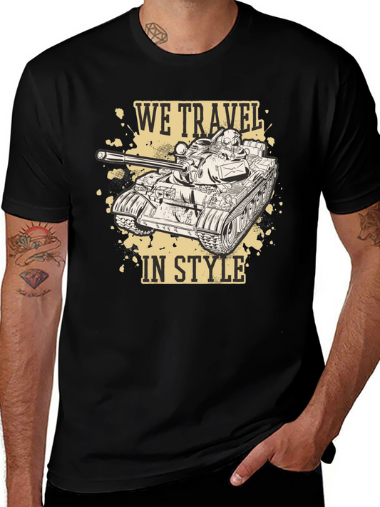 We Travel In Style Black Tank T-Shirt