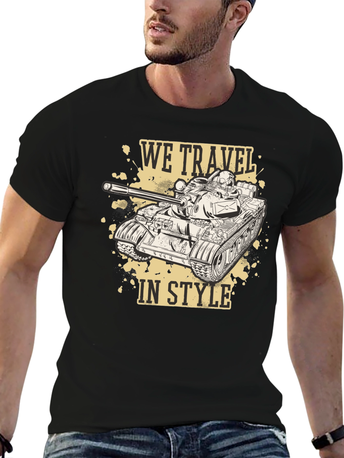 We Travel In Style Black Tank T-Shirt