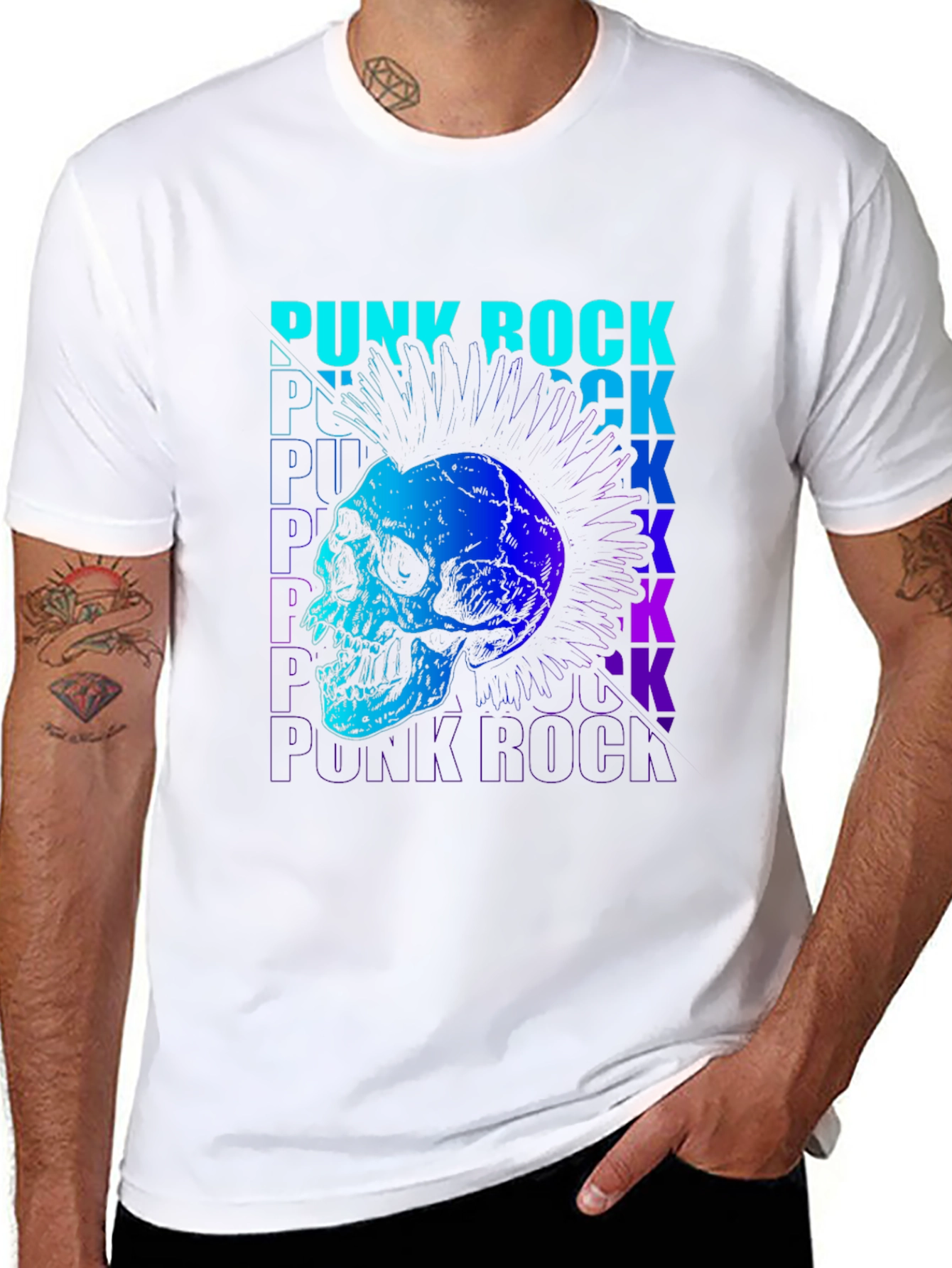 Punk Rock Skull Graphic T-Shirt