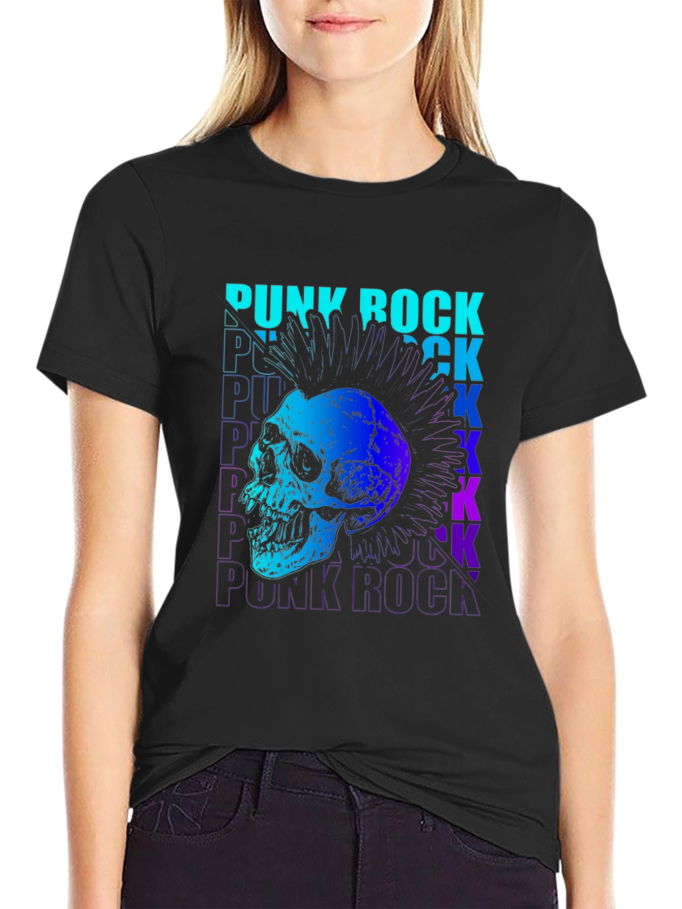Punk Rock Skull Graphic T-Shirt