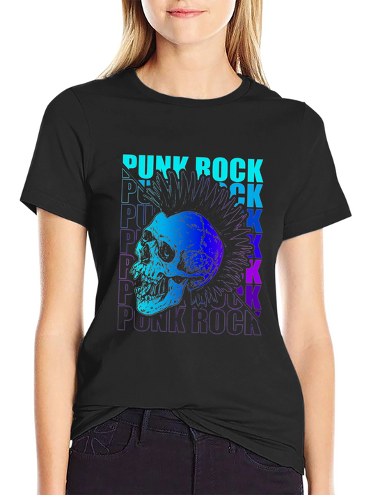 Punk Rock Skull Graphic T-Shirt