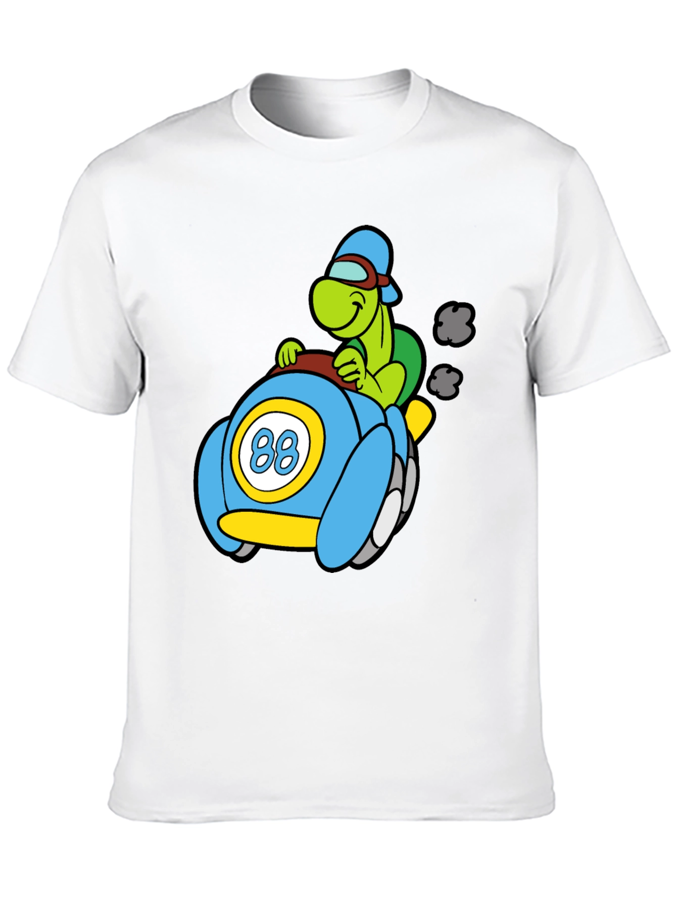 Cartoon Turtle Racer Black T-Shirt