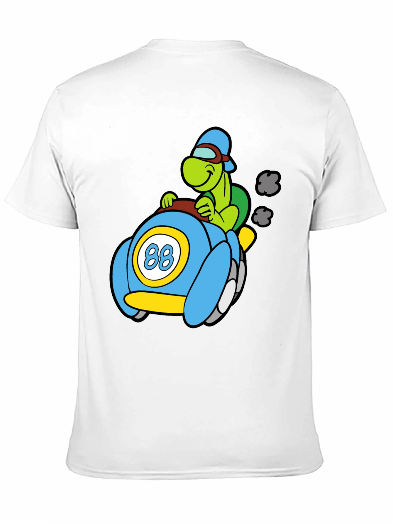 Cartoon Turtle Racer Black T-Shirt