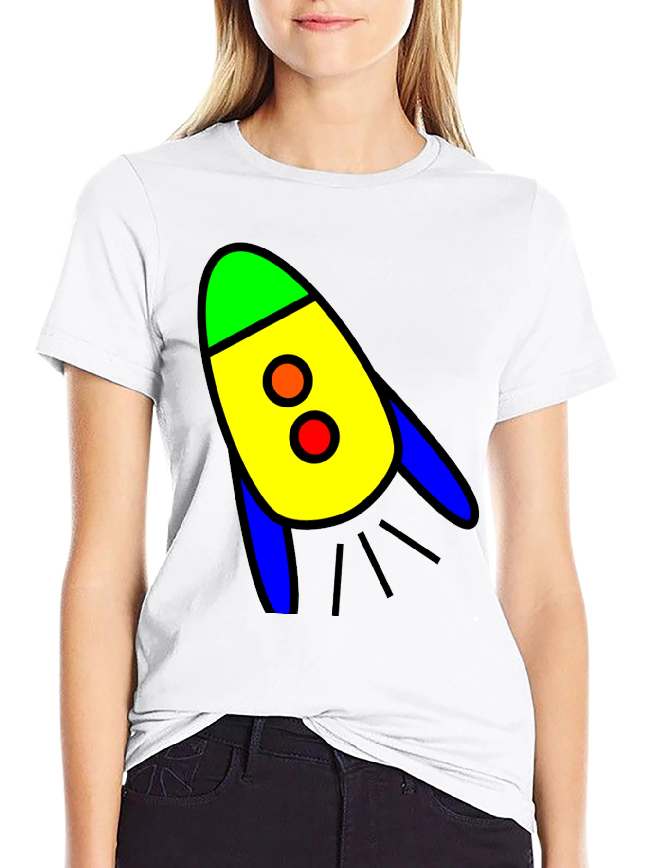 Rocket Graphic T-Shirt - Bold Cartoon Design