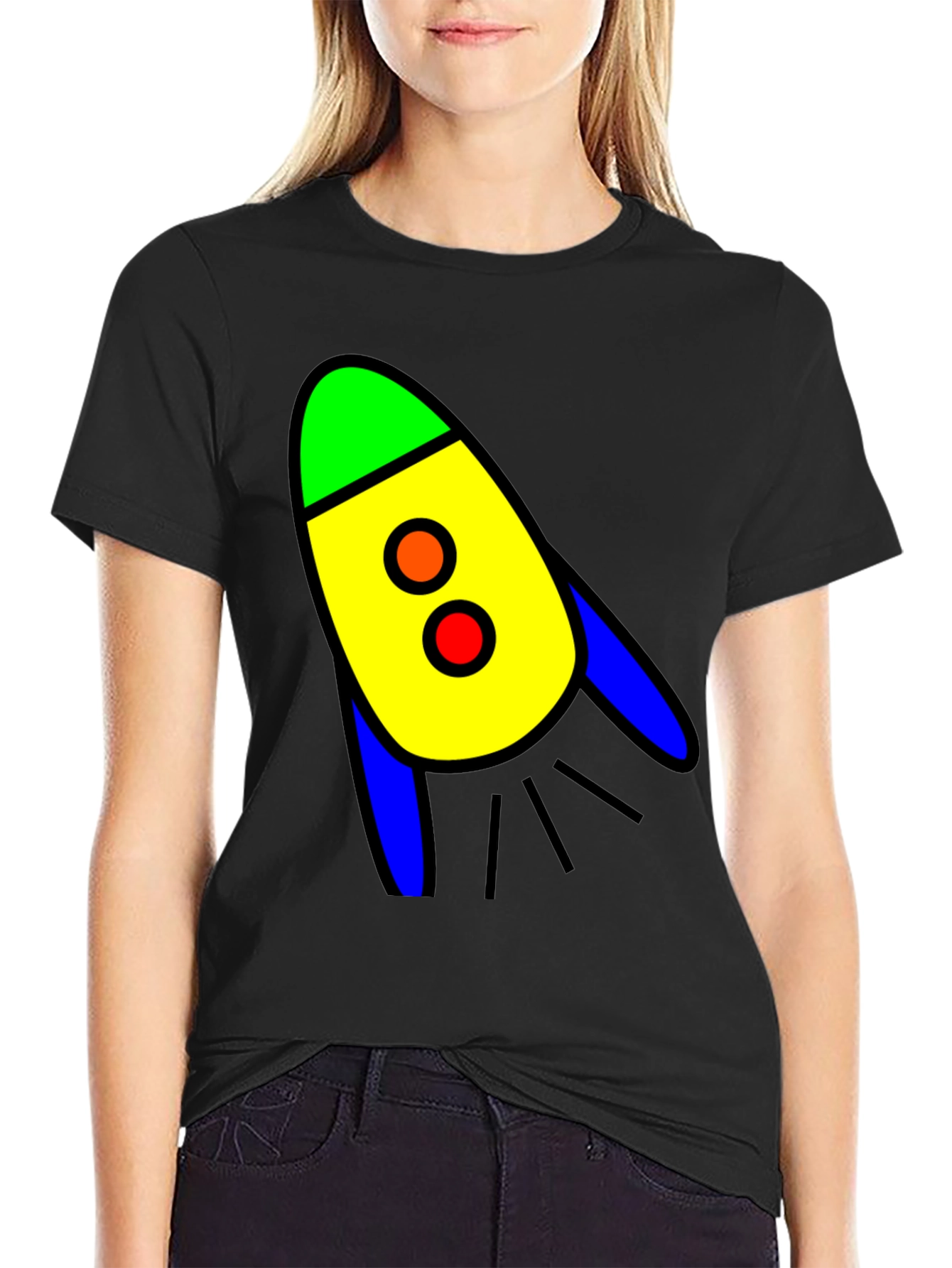 Rocket Graphic T-Shirt - Bold Cartoon Design