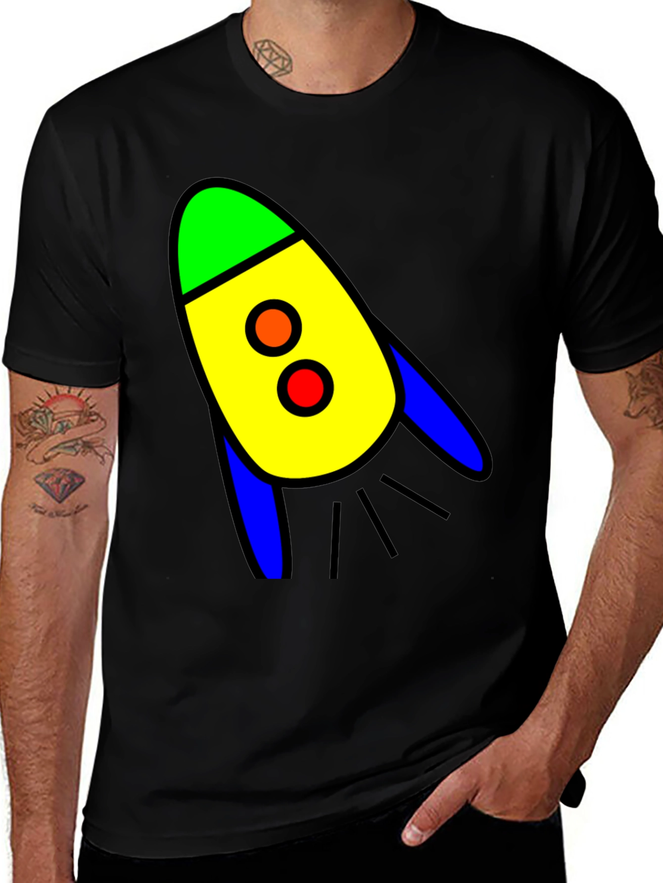 Rocket Graphic T-Shirt - Bold Cartoon Design