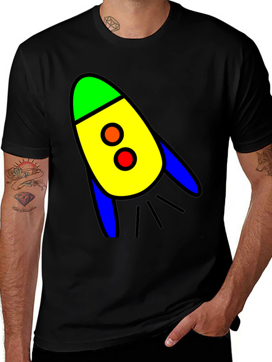 Rocket Graphic T-Shirt - Bold Cartoon Design