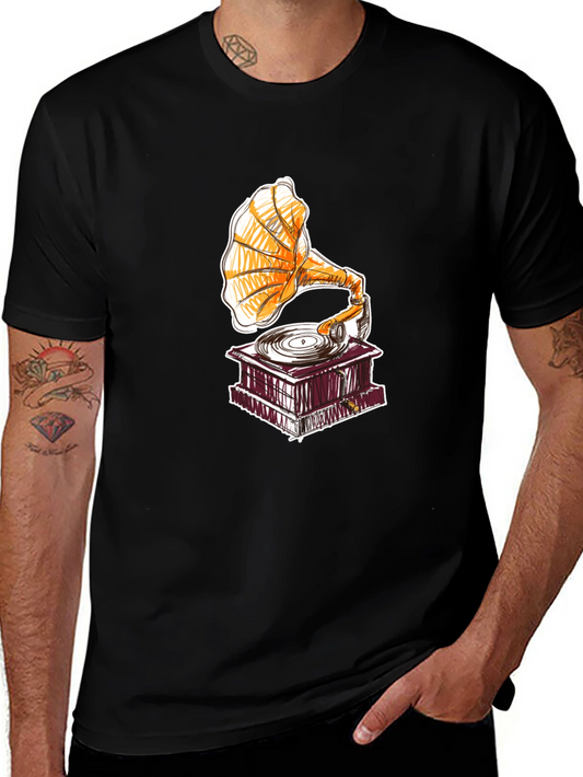 Vintage Gramophone T-Shirt - Retro Music Style