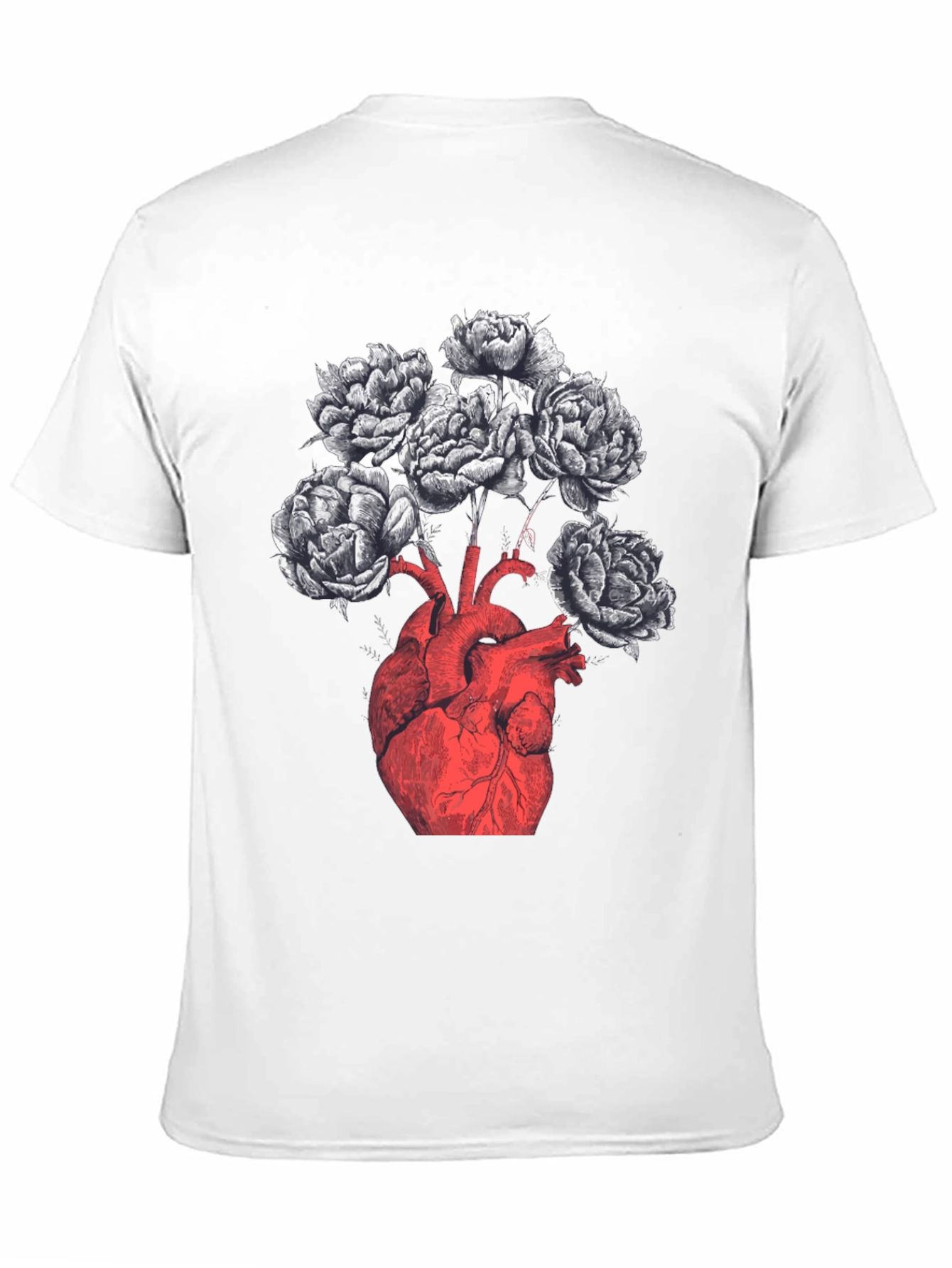 Anatomical Heart & Floral Black Graphic Tee