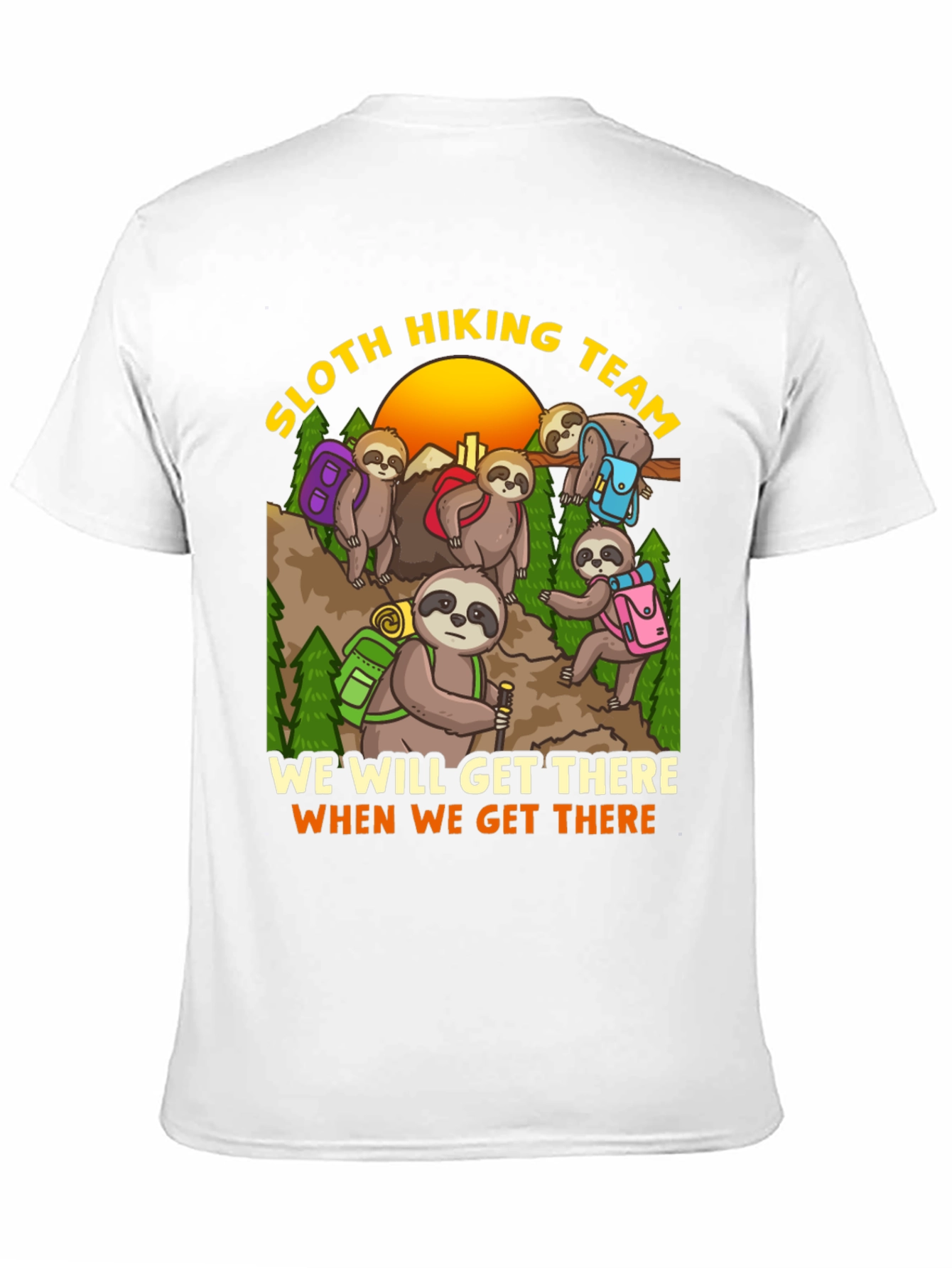 Sloth Hiking Team Graphic T-Shirt