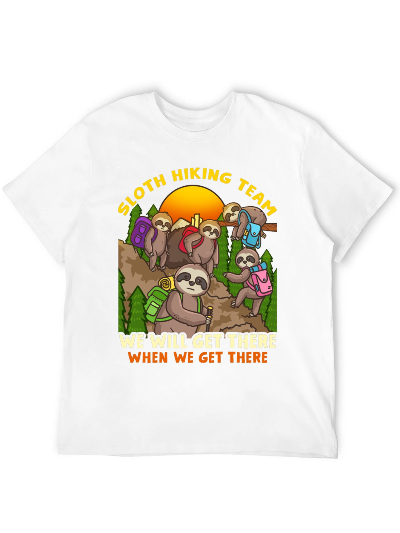 Sloth Hiking Team Graphic T-Shirt