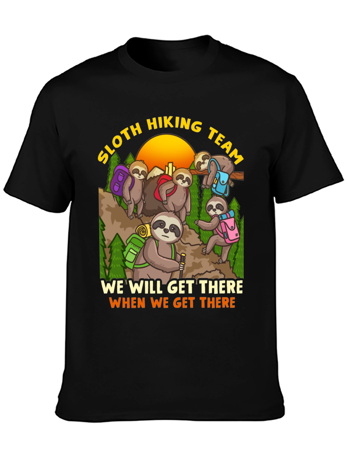 Sloth Hiking Team Graphic T-Shirt