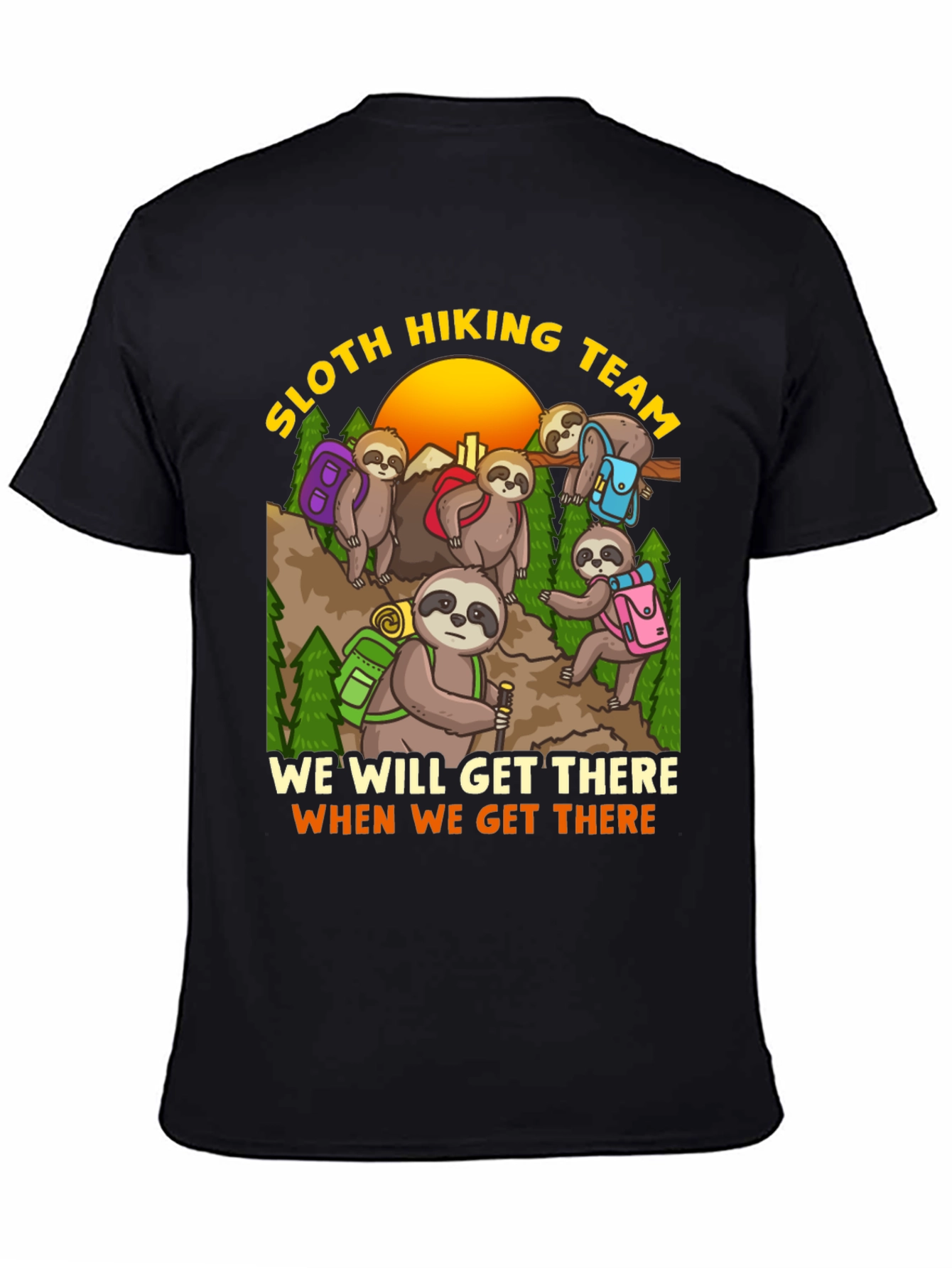 Sloth Hiking Team Graphic T-Shirt