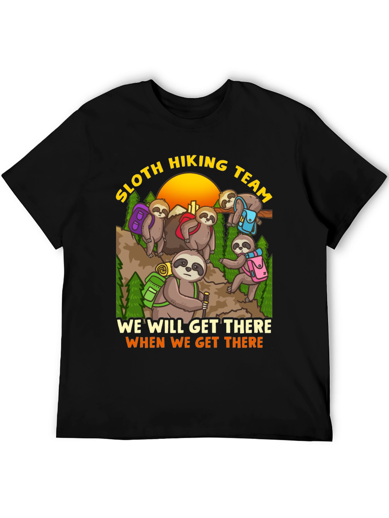 Sloth Hiking Team Graphic T-Shirt