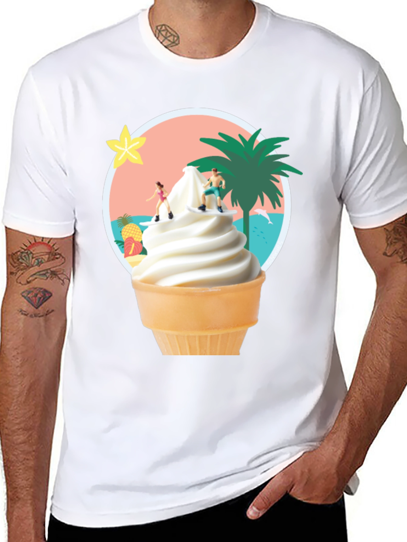 Tropical Ice Cream Cone Graphic Tee