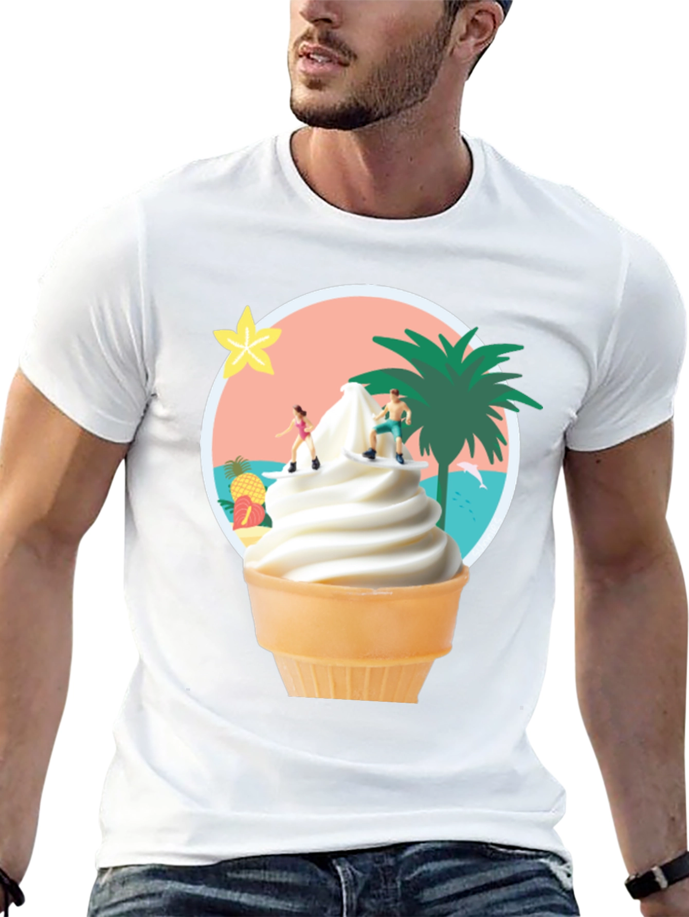Tropical Ice Cream Cone Graphic Tee