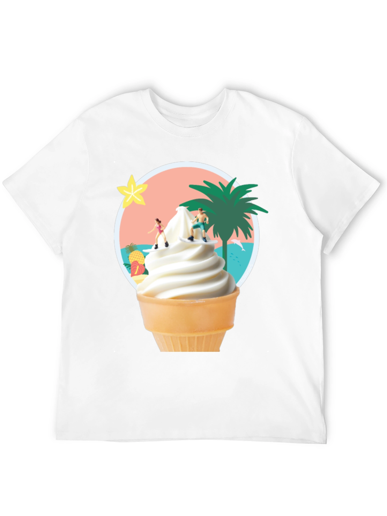 Tropical Ice Cream Cone Graphic Tee